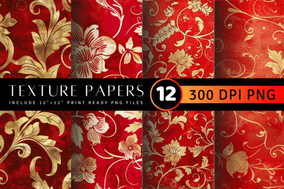 Download Red and Gold Luxury Floral Texture Digit - Luxury floral Collection