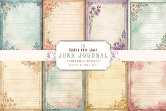 Download Shabby Chic Lined Junk Journal Pages - Pages Collection