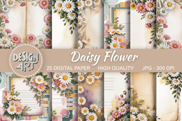 Download Daisy Flower Junk Journal Pages - Pages Collection