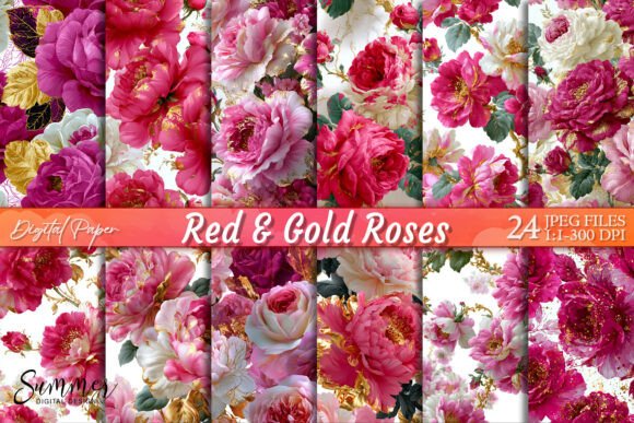 Download Red Gold Roses Luxury Floral Background - Luxury floral Collection