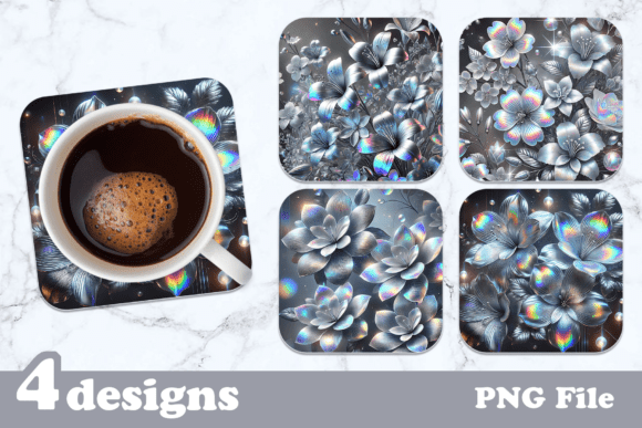 Download Silver Flowers Square Coaster Sublimatio - Premium Resources