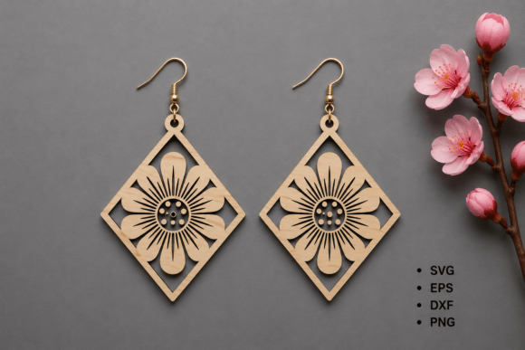 Download Luxury Floral Wooden Laser Cut Earrings - Luxury floral Collection