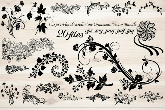Download Luxury Floral Scroll Vine Ornament - Luxury floral Collection