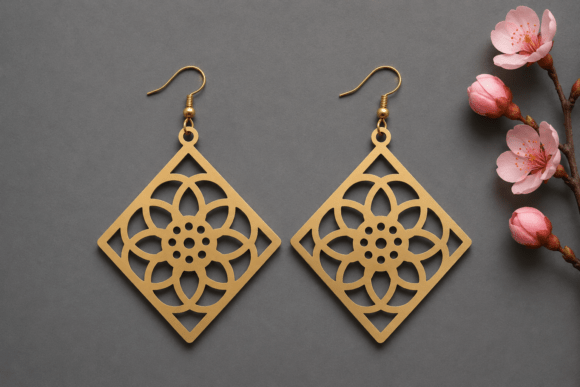Download Luxury Floral Wooden Laser Cut Earrings - Luxury floral Collection