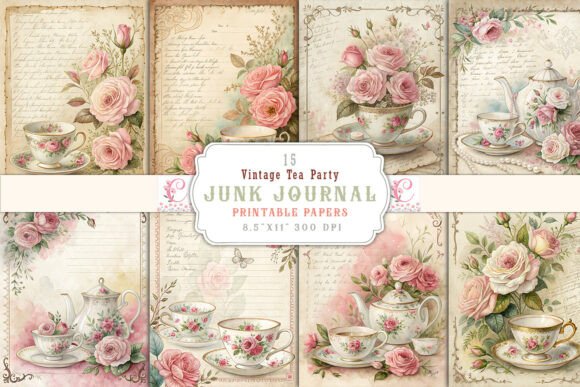 Download Vintage Tea Party Junk Journal Pages - Pages Collection