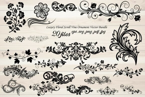 Download Luxury Floral Scroll Vine Ornament - Luxury floral Collection