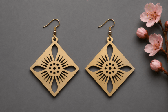 Download Luxury Floral Wooden Laser Cut Earrings - Luxury floral Collection