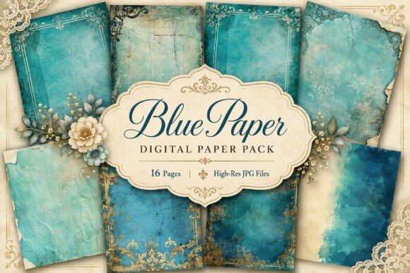Download Teal Vintage Junk Journal Pages - Pages Collection