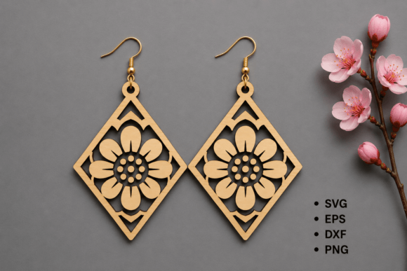 Download Luxury Floral Wooden Laser Cut Earrings - Luxury floral Collection