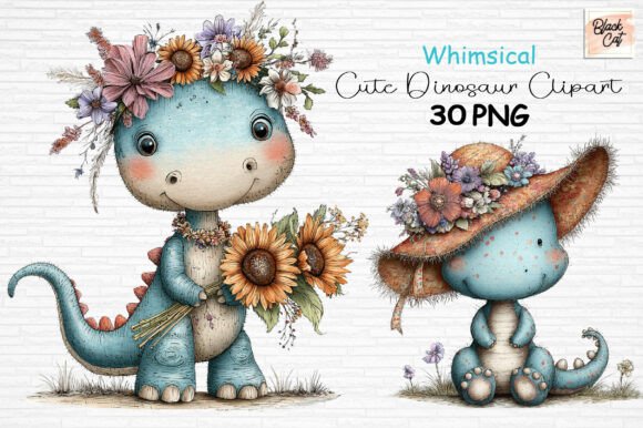 Download Whimsical Cute Dinosaur Clipart Bundle - Dinosaur clipart Collection